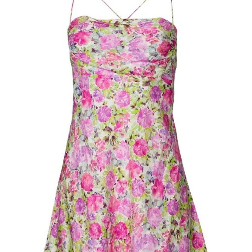 For Love & Lemons Paulina Floral Spaghetti Strap Backless Mini Dress Sizes XS M - Picture 7 of 16